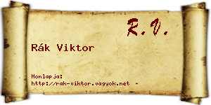 Rák Viktor névjegykártya